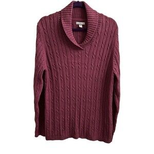 Croft & Barrow Cable Knit Sweater Womens Size 1X Purple Shawl Collar Pullover